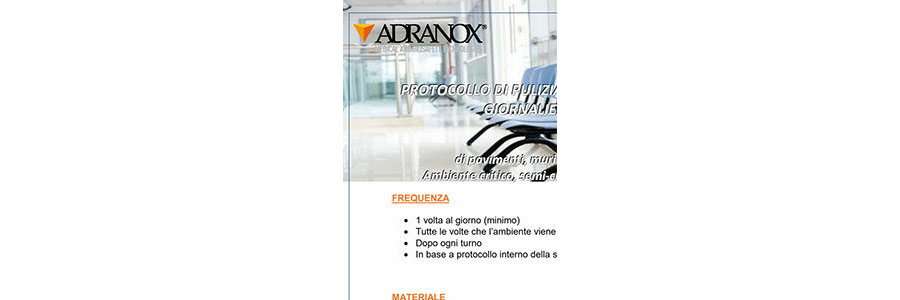 Catalogo Adranox - Protocollo di pulizia e disinfezione giornaliera